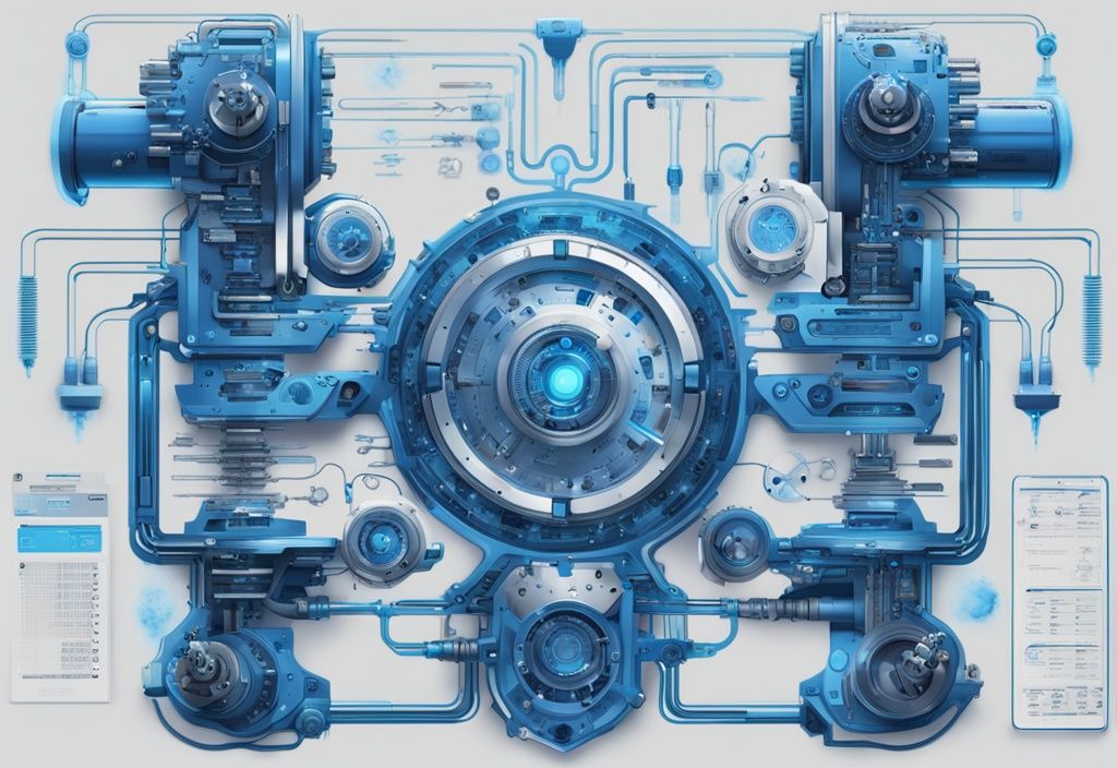 Futuristische digitale Illustration eines Regelkreises mit Fokus auf PID Tuning in elektrischen Blautönen, zeigt Sollwert, Prozessvariable und Fehlerberechnungen.